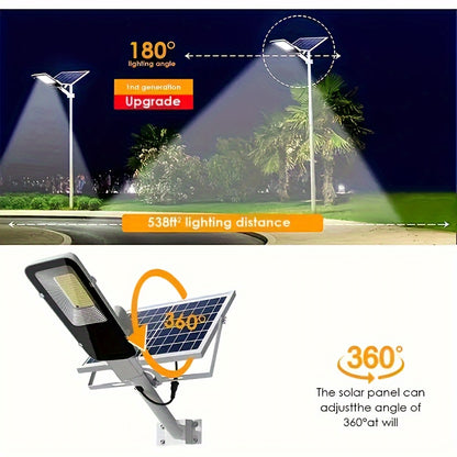 1pc 350LED Powerful Outdoor Solar Street Light, 6500K IP65 Waterproof Street Light For Garage Garden Terrace