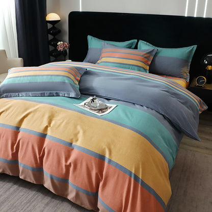 3pcs, New Minimalist Pure Cotton Three-Piece Set, 1*Duvet Cover + 2*Pillowcases, Soft and Comfortable, Machine Washable, Suitable for Bedroom, Guest Room, Dormitory, All-Season Use, Guest Room Essentials, Pillowcase And Duvet