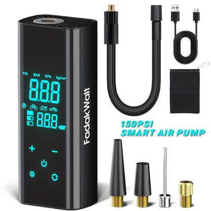 Recommendation: 150PSI High-Speed Inflator Pump with Intelligent Digital Display And Emergency Tire Repair Light. Suitable for Inflating Cars, Motorcycles, Bicycles, And Various Balls. Obsidian Black Version.