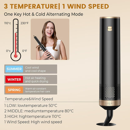 5-In-1 Hot Air Styler Brush – Electric Hair Straightener & Curling Iron with Interchangeable Attachments, Hot Air Brush for Wet Or Dry Hair, Hair Straightening Drying Curling Products