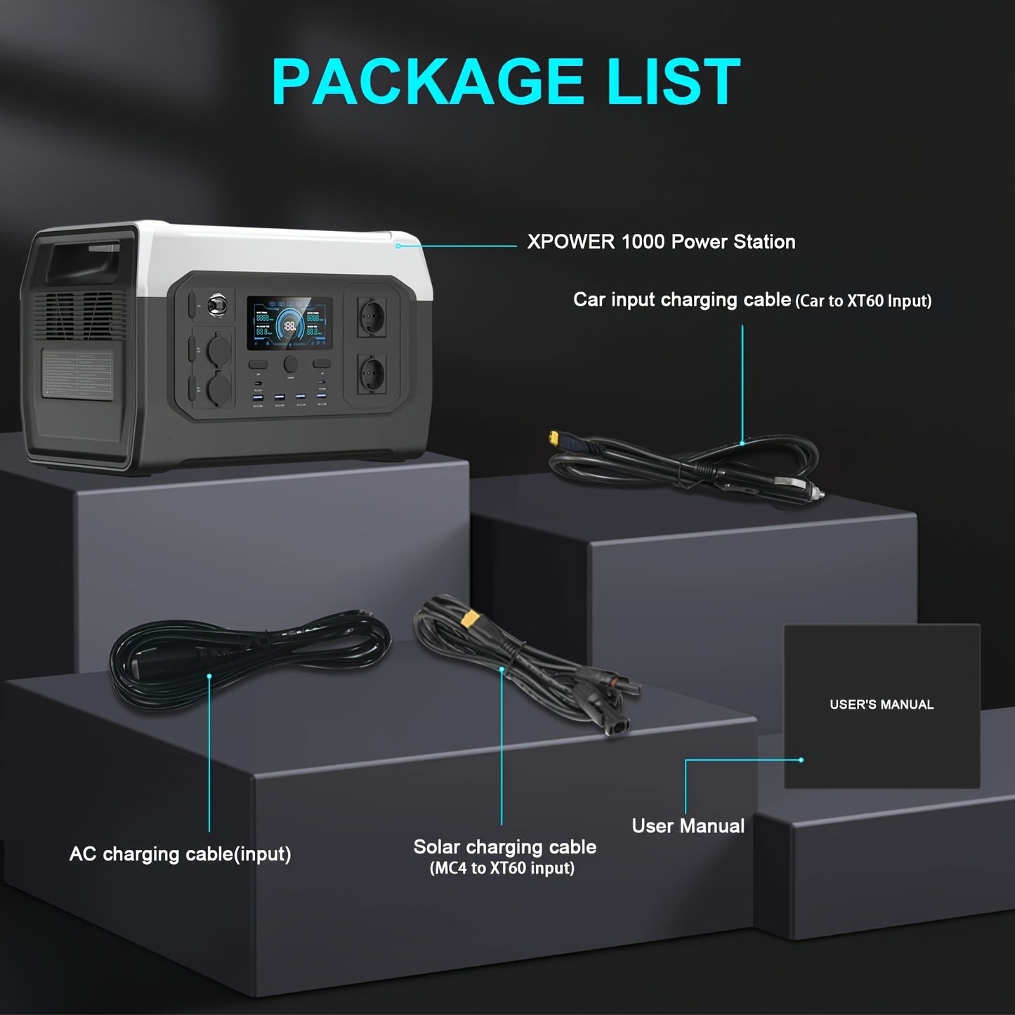 Estação de energia portátil CTOLITY XP1000 de 1800 W com painel solar ETFE de 200 W, bateria LFP de 1024 Wh, gerador solar para campismo, roulottes e viagens.