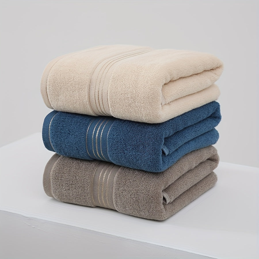 4-Piece Towel Set - Modern Striped Bath and Hand Towels, Super Soft Knit Fabric, Cotton 75% Polyester 25%, Space Theme, 385gsm - Ideal for Bathroom, Spa, Hotel, Outdoor Use