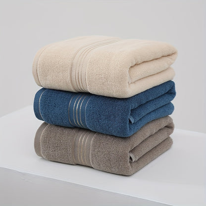 4-Piece Towel Set - Modern Striped Bath and Hand Towels, Super Soft Knit Fabric, Cotton 75% Polyester 25%, Space Theme, 385gsm - Ideal for Bathroom, Spa, Hotel, Outdoor Use