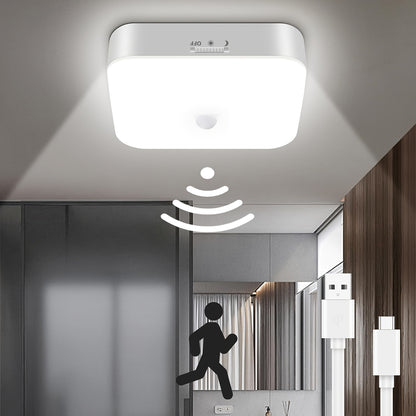 1 Modern Motion Sensor LED Ceiling Light, 500LM High Brightness 10000mAh Rechargeable Battery Powered Wireless, Day and Night Two Work Modes Motion Sensor Lamp, Suitable for Entrance, Kitchen, Stairs, Hallway, Pantry, Superma