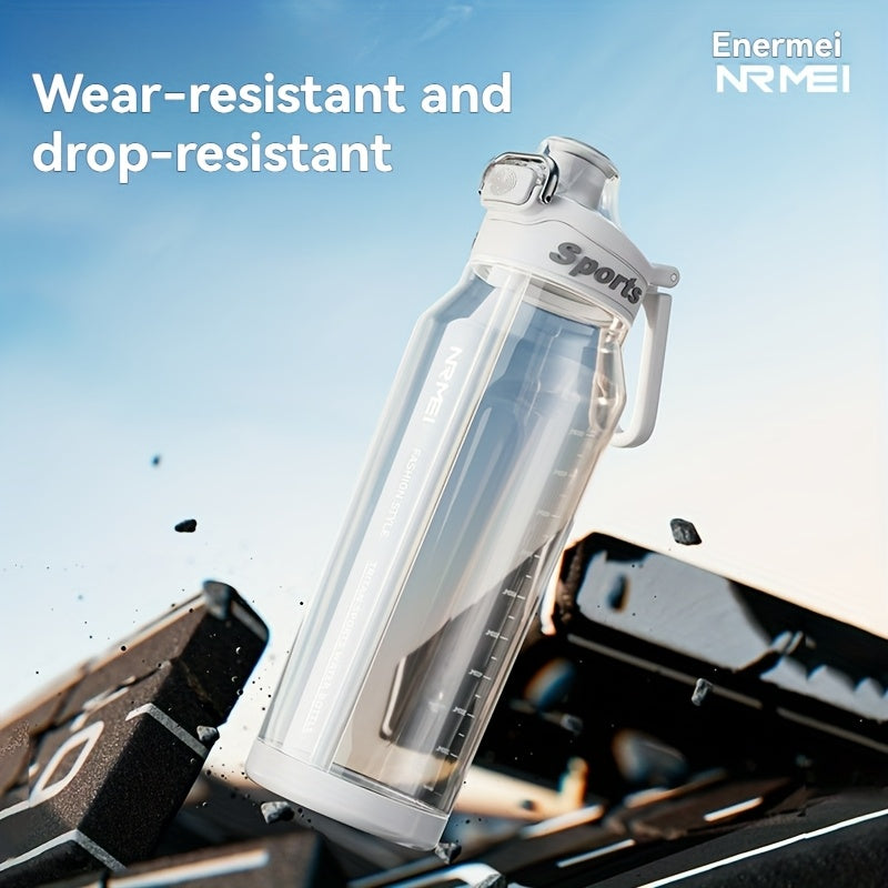 Garrafa de água desportiva NRMEi com palhinha, tampa flip-top e pega portátil - Design durável, resistente a impactos e antiderrapante para ginásio, atividades ao ar livre e hidratação. Acabamento brilhante e elegante. Material livre de BPA.
