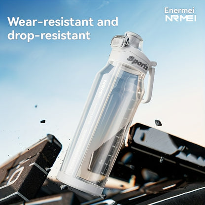 Garrafa de água desportiva NRMEi com palhinha, tampa flip-top e pega portátil - Design durável, resistente a impactos e antiderrapante para ginásio, atividades ao ar livre e hidratação. Acabamento brilhante e elegante. Material livre de BPA.