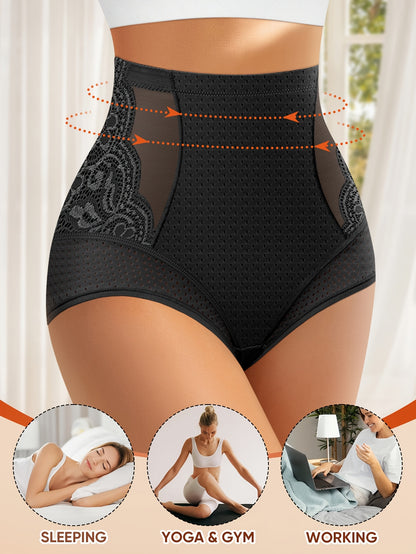 MIOTAN Women's High-Waisted Tummy Control Underwear - Tuck & Lift Butt Lifting Shaping Panties, Breathable All-Season Solid Color Triangle Briefs (No Bulk), High Elegant Everyday & Special Occasion Panties for Sensitive Beige