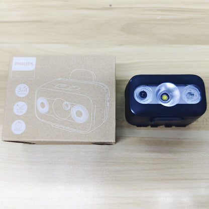 For PHILIPS Bionic Design Night King LED Headlamp with Intelligent Infrared Sensing, 10 Lighting Modes, USB Rechargeable, Red & Blue Warning Light, Clip-On for Camping, Fishing, Hiking, Work, and Outdoor Activities, Hiking Ge