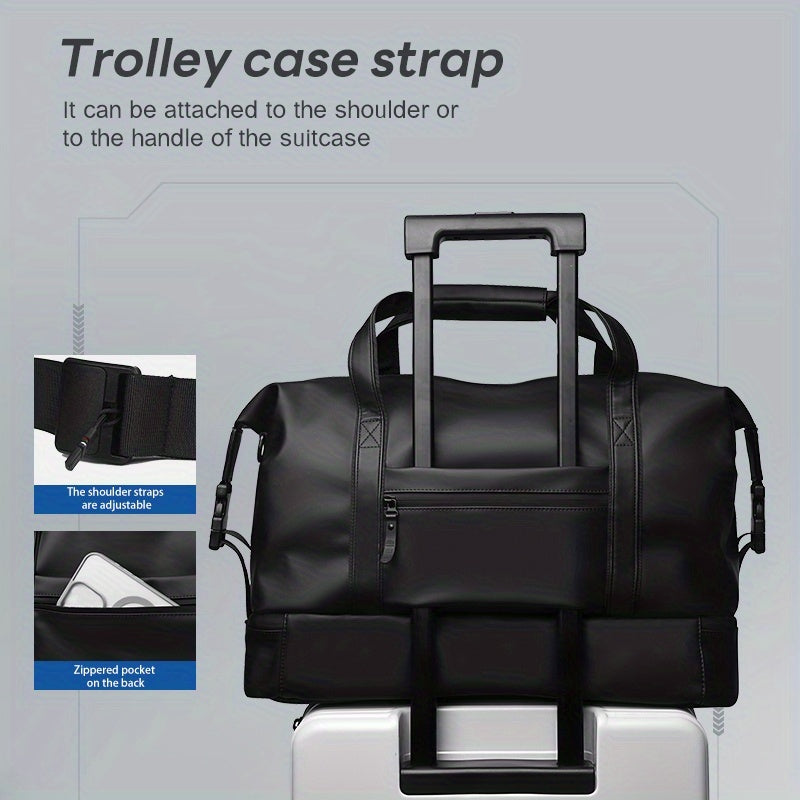 Large Capacity Heavy-Duty Gym Tote Duffel Bag with Shoe Compartment & Golden-Tone Hardware - Multi-Purpose Weekender Travel Bag for Men & Women, Sports, Outdoor, Business - Convertible Backpack/Duffel (Black)