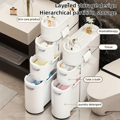 Bathroom Furniture Set, 4-layer Space-saving Transparent Drawer Storage Cabinet - Bathroom Gap Drawer Storage, No Need to Install Multi-function Storage Rack, Suitable for Bathroom, Kitchen, Living Room - Durable Plastic Home