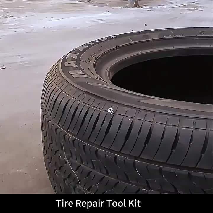 25-in-1 Emergency Tire Repair Kit with Screwdriver, Tire Repair Glue, Self-Tapping Screws, Repair Plugs & Portable Storage Bag - No-Tools Tire Repair System for Cars, Trucks, Motorcycles - Includes Tire Pressure Gauge, Tire P