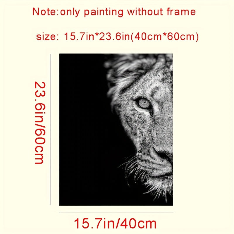 2pcs African Lion Wall Poster - Unframed Canvas Painting for Home Decor - 15.7x23.6in/40cmx60cm - Black and White Design