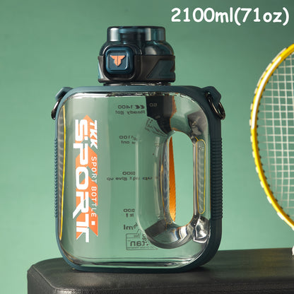 1pc TKK Leakproof Sports Water Bottle Jug with Handle &amp; Straw - Wide Mouth, BPA-Free, for Gym, Travel, Camping, Yoga - Available in 1000ml/1600ml/2100ml (33.81oz/54.1oz/71.01oz) - Ideal Gift for Athletes, Hikers, Outdoor Enth