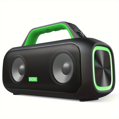 DOSS 60W Portable Speaker with Wireless 5.3, Stereo Sound & Subwoofer, 25H Playtime & Power Bank, TWS True Wireless Pairing, Dynamic Light Show, High Quality IPX6, USB-C Charging, 60W Power Handling, Compact Design for Campin