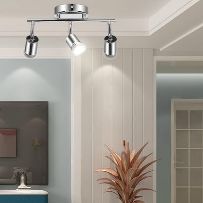 LED Ceiling Light Rotatable 3 Flame LED Spotlight Ceiling Spotlight Modern Ceiling Spotlight (Matte Nickel) for Kitchen, Living Room, Bedroom (Bulb Not Included), Task Lighting, Room Focal Point, Adjustable Downlight, Modern