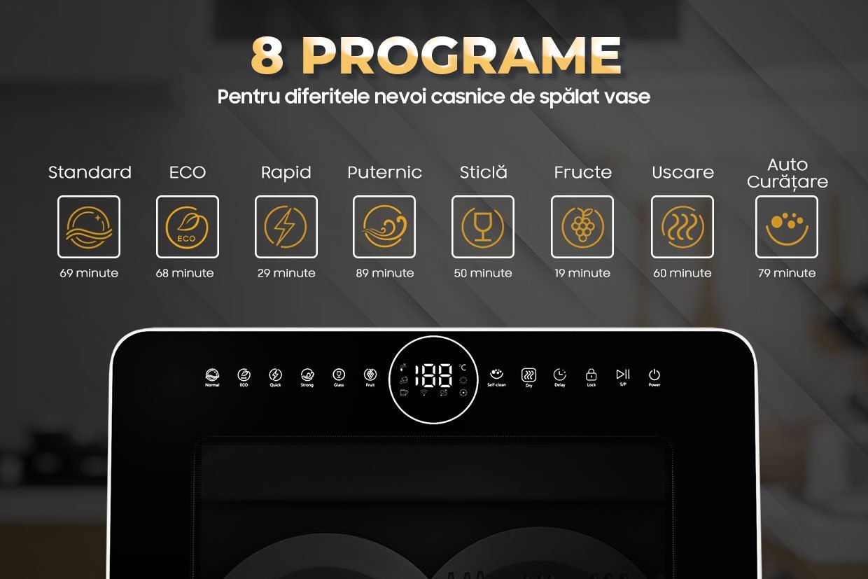 Compact Ihunt Bro Dishwasher Xpert, Turbo Clean, 950W, Drain Pump, Digital Control, Class B, 6 Programs, Heating / Drying, Water Supply Tap / Manual, 5L Water Reserve, 45Cm, White