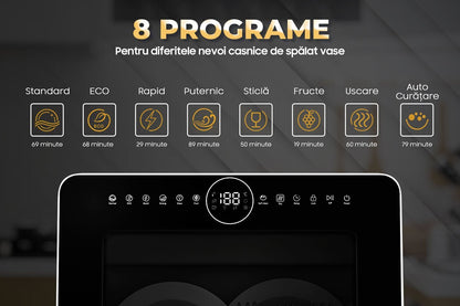 Compact Ihunt Bro Dishwasher Xpert, Turbo Clean, 950W, Drain Pump, Digital Control, Class B, 6 Programs, Heating / Drying, Water Supply Tap / Manual, 5L Water Reserve, 45Cm, White