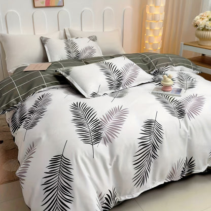 Four Seasons Four-Piece Set of Active Print Fabric, 1pc Quilt Cover Without Quilt Core, 1pc Bed Sheet, 2pcs Pillowcase Without Pillow Core, Comfortable, Soft, Breathable, Active Print Fabric, Suitable for Dormitory, Living Ro