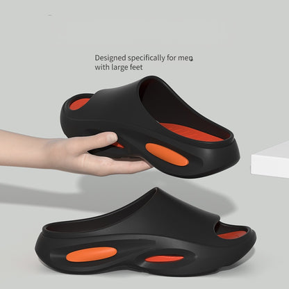 Chinelo de homem tamanho grande antiderrapante em EVA - Design bicolor preto e branco, sola acolchoada confortável para uso casual diário.