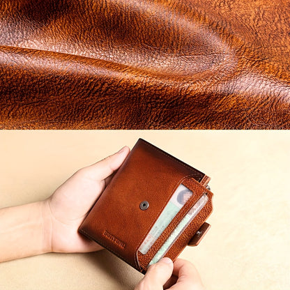 BANYANU Men'S Genuine Leather Wallet - Slim Vertical Design with Multiple Card Slots, RFID Blocking, and Secure Zipper Closure for Everyday Use, Everyday Wallet | Sleek Wallet | Genuine Leather Wallet