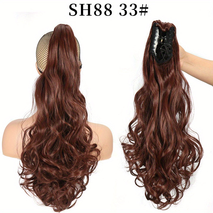Long Wavy Ponytail Extensions - 55.88 cm Claw Clip In Synthetic Hair Piece For Women - Add Volume And Style To Your Hair Halloween Christmas