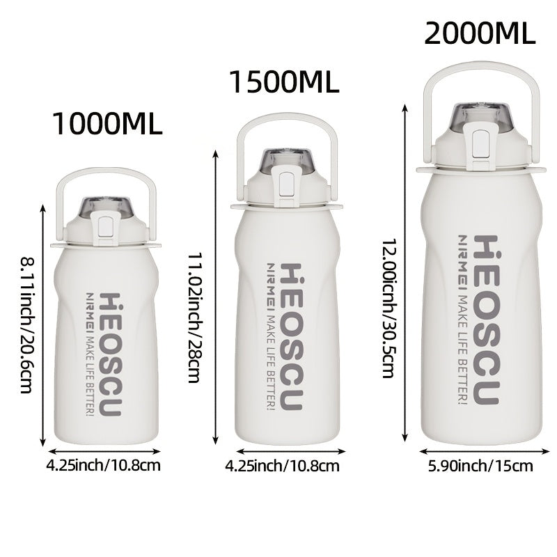 Garrafa térmica em aço inoxidável, mantém a temperatura quente ou fria durante 24 horas, com palhinha e pega/correia, caneca térmica de viagem com parede dupla, livre de BPA.
