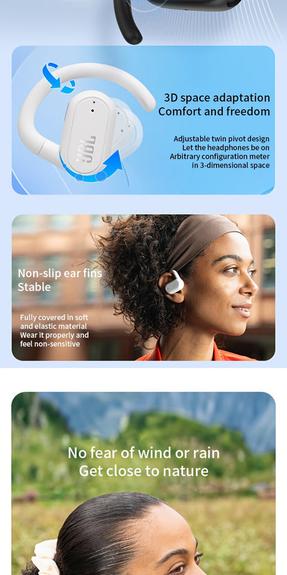 2024 New JBL Soundgear sense Open Wireless Earphones Bone Conduction Sports Running Headphones, Wireless Earbuds, HIFI Sound Quality, HD Calling, 1200mAh Rechargeable Battery, Wireless Connectivity