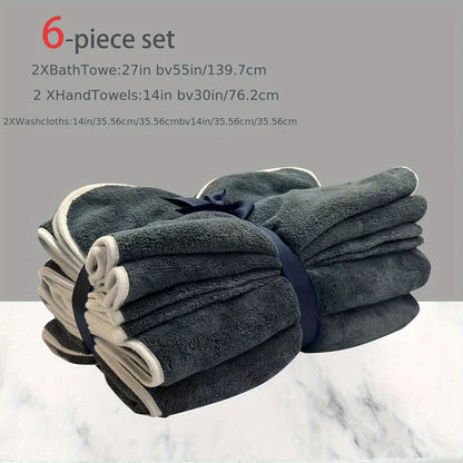 DIAOJIA 6pcs Ultra-Soft Microfiber Towel Set - Quick Dry, Super Absorbent & Lightweight - Includes Bath (68.58x139.7cm), Hand (33.02x76.2cm) & Washcloths (34.8x34.8cm) - Perfect for Home, Gym, Travel