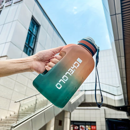 1pc, Water Bottle, Sports Water Bottle With Handle, Plastic Water Bottle, Gradient Color Large Capacity Water Bottle, Frosted Fashion Water Bottle, Outdoor Sports Bottles, 2200ml/77.93oz