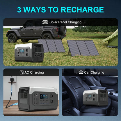 Estação de energia portátil CTOLITY XP1000 de 1800 W com painel solar ETFE de 200 W, bateria LFP de 1024 Wh, gerador solar para campismo, roulottes e viagens.