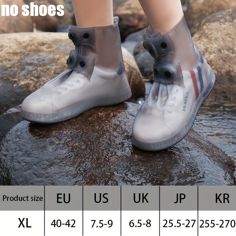 Waterproof Shoe Covers for Outdoor Work, Cycling, Skiing - Non-Slip, Durable, Soft Plastic with Adjustable Straps, White with Purple Accents, Ideal for Wet Conditions, Cycling Accessories, Sleek Design, Secure Fit Design, Wom