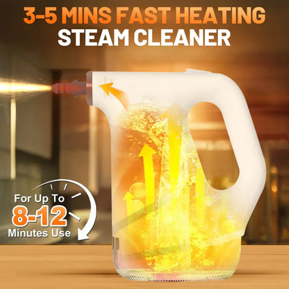 Portable high power handheld steam cleaner, 1300W adjustable temperature and pressure - capacity, maximum temperature 100°C, wide range of cleaning accessories, kitchen, bathroom, furniture and car multi-functional cleaning