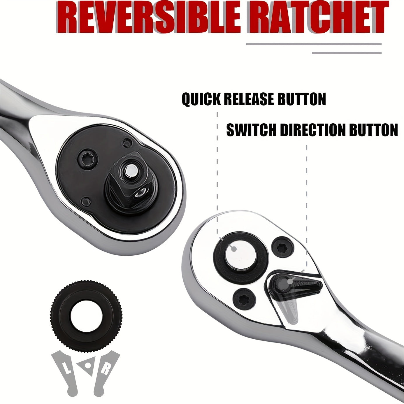 Kit de ferramentas para reparação de automóveis com 46 peças, conjunto de chaves de roquete de 1/4" com conjunto versátil de chaves de caixa e extensão, kit de ferramentas combinado para reparação de automóveis, motos e bicicletas.