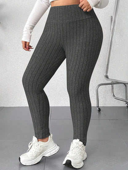 Plus Size, Women's High-Waisted Skinny Leggings - Non-See-Through Stretchy Pants, Machine Washable Tight Pants for,, Everyday Outfits - Plus Size Friendly & Casual Leggings