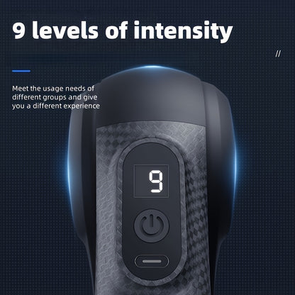 Portable USB Rechargeable Massage Gun Featuring 9 Interchangeable Heads for Comprehensive Body Massage, Including Deep Tissue for Back And Arms. This Handheld Electric Muscle Massager Is Ideal for Sports And Fitness Enthusias