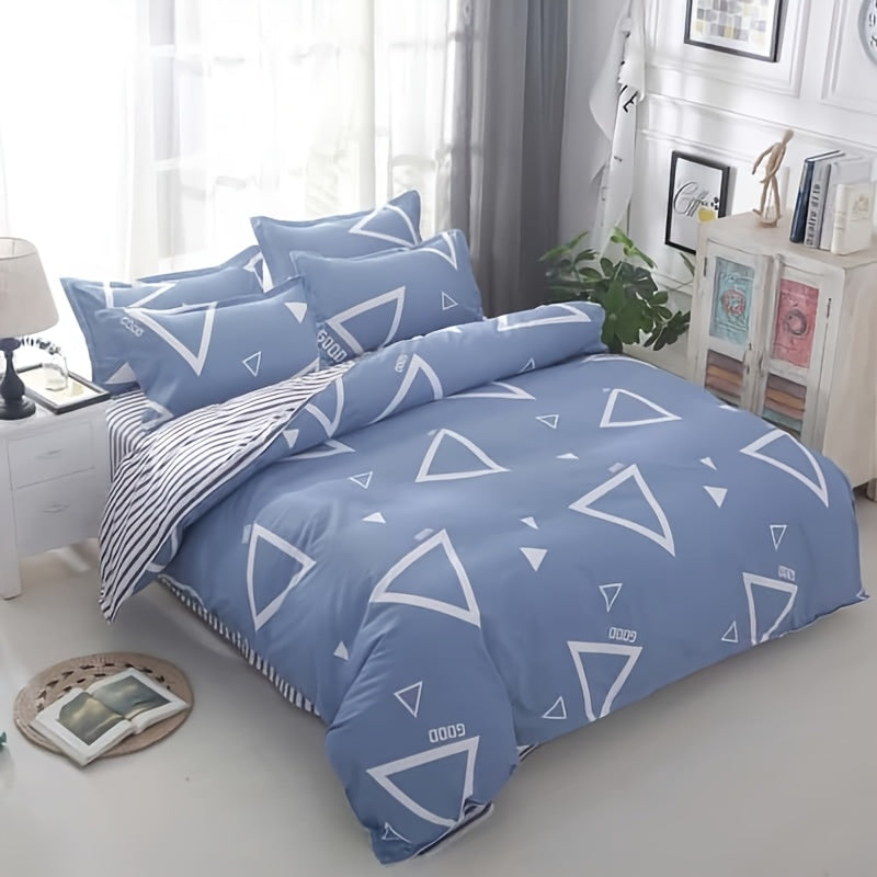 Four Seasons Four-Piece Set of Active Print Fabric, 1pc Quilt Cover Without Quilt Core, 1pc Bed Sheet, 2pcs Pillowcase Without Pillow Core, Comfortable, Soft, Breathable, Active Print Fabric, Suitable for Dormitory, Living Ro