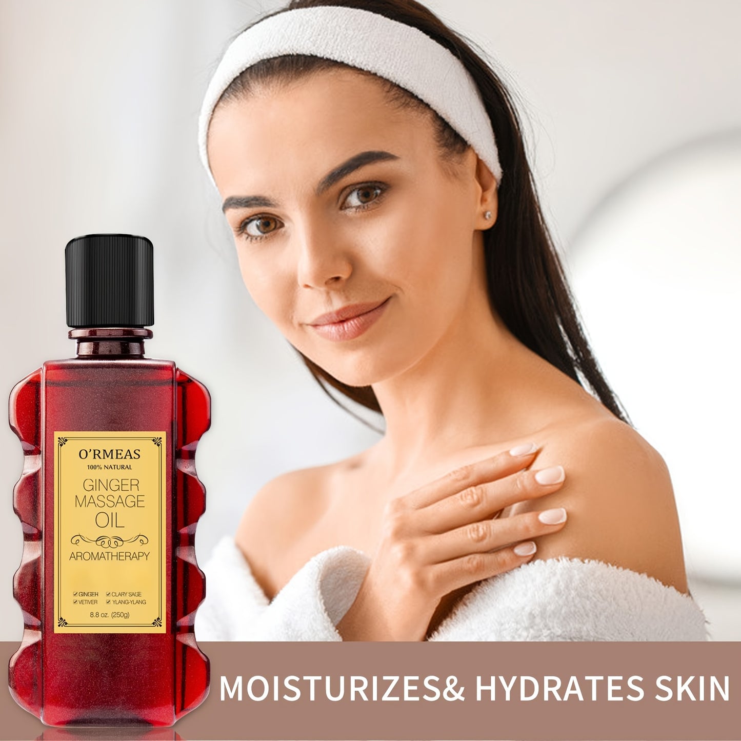 Massage Oil with Ginger Clary Vetiver and Ylang-ylang Massage Oils for Massage body Moisturizing Body Oil for Men and Women 8.8fl.oz