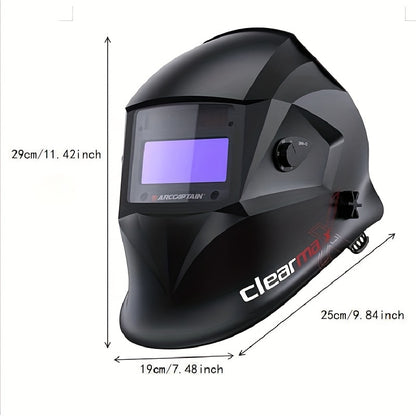 ARCCAPTAIN Auto-Darkening Welding Helmet with -Free Large View Welding Hood Mask, True Color Vision & Shade 1-4 Adjustment, CE, Compatible with Welding Machines (Professional Welder's Mask)