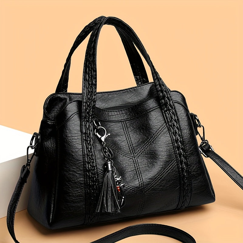 Weidua Women's Elegant Vintage Handbag - Convertible Crossbody/Shoulder Bag with Zipper Closure, Detachable Strap - Chic Purse for Women, Everyday & Formal Events - Available in Black, Light Brown, Purple, Blue, Burgundy