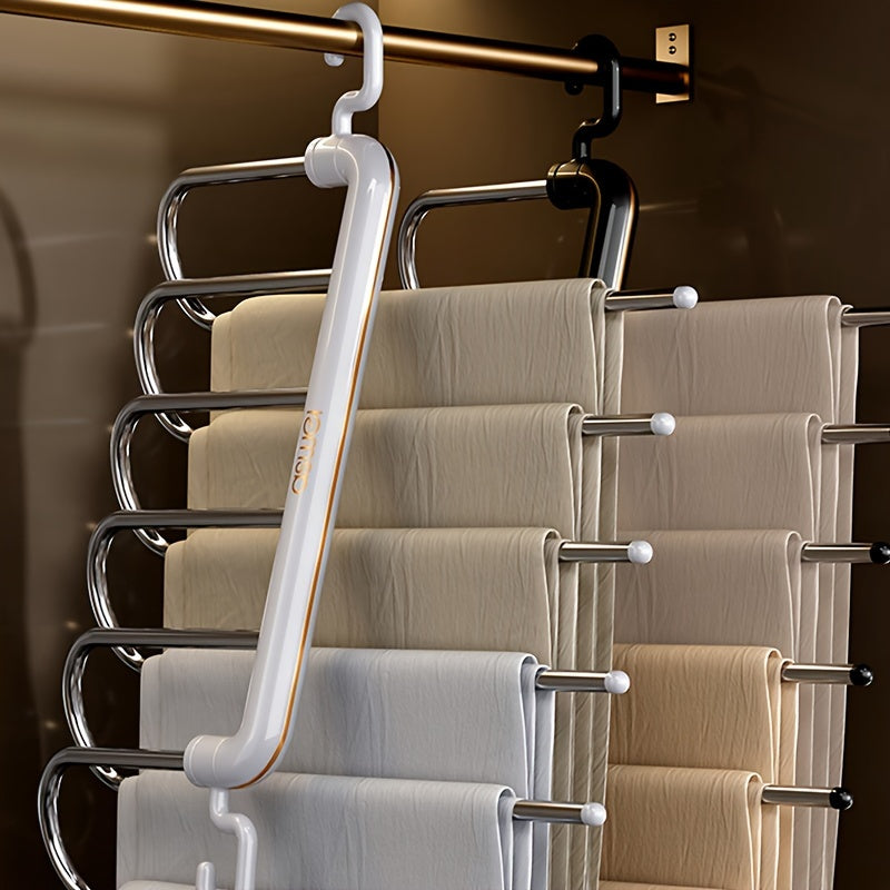 1pc Multi-layer Pants Hanger, Stainless Steel Rack, Save Space Storage And Organization For Wardrobe, Closet, Bedroom, Suitable For Pants, Jeans, Scarves