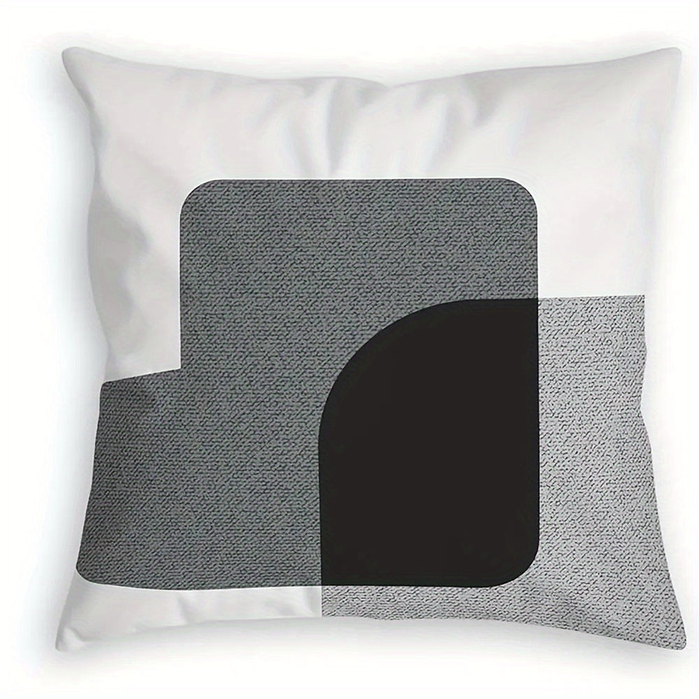 4pcs Modern Geometric Throw Pillows - Black & White Abstract Print, 4 Unique Designs, Soft Durable Fabric with Zipper Closure, Hand Wash Only for Living Room, Bedroom, Sofa Decor, Throw Pillows for Couch, Bedroom Accessories,