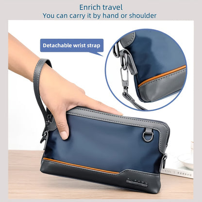 Men'S Premium Oxford Fabric Crossbody Bag with Adjustable Strap - Multi-Compartment Casual Shoulder Bag for Everyday Commute & Outings, Royal Blue with Orange Accents - Ideal Gift for Boyfriend & Family, Crossbody Purse, Vers