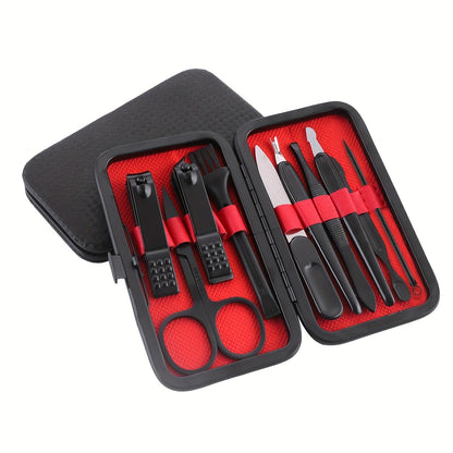 Manicure Set Nail Clipper Set Built-in Nail File Men's And Women's Personal Care Portable Travel Household 7-Piece Set Black Nail Scissors Grooming Tools Kit