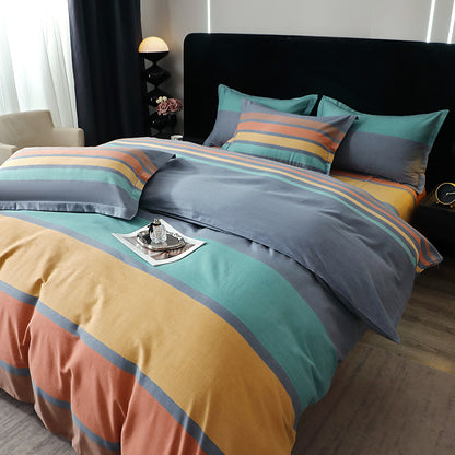 3pcs, New Minimalist Pure Cotton Three-Piece Set, 1*Duvet Cover + 2*Pillowcases, Soft and Comfortable, Machine Washable, Suitable for Bedroom, Guest Room, Dormitory, All-Season Use, Guest Room Essentials, Pillowcase And Duvet