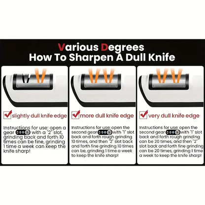Afiador de facas elétrico profissional - Carregamento rápido USB-C com mala de armazenamento | Precisão de 20° para lâminas danificadas, facas de cerâmica e Santoku | Ferramenta essencial para campismo e cozinha