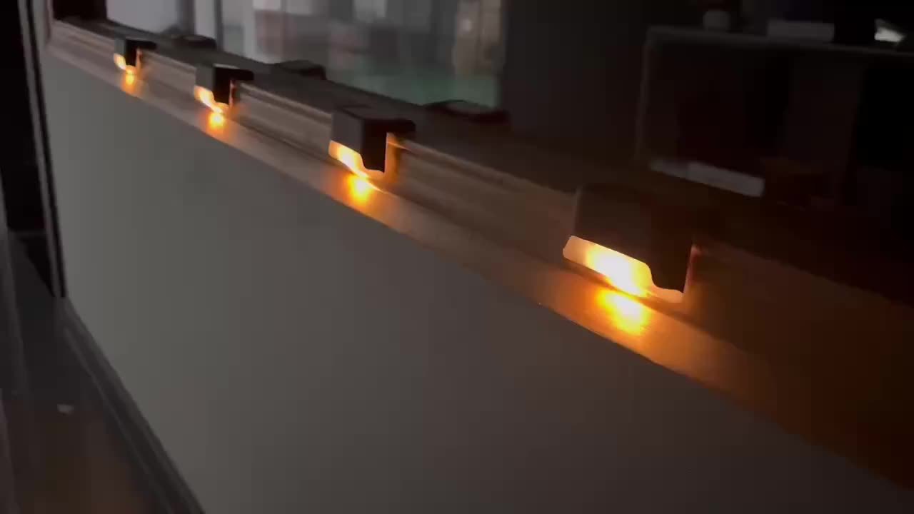 7pcs Solar Deck Lights by HOTU - Warm White LED for Outdoor Stairs, Fence, Garden, Balcony, Yard, Patio & Pathway Decor -, Commercial Emergency Luminaires, Battery-Powered, Plastic Shade, Solar Lights for Outside