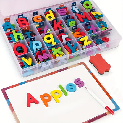208pcs Colorful Magnetic Spelling Letters, Including 2 Sets of 26 Uppercase Letters And 6 Sets of 26 Lowercase Letters