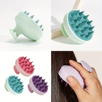 Escova de massagem capilar em silicone macio para utilização em cabelos secos e molhados - Escova para champô - Limpeza suave do cabelo e couro cabeludo