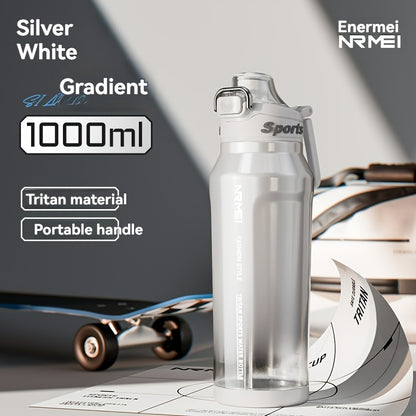 Garrafa de água desportiva NRMEi com palhinha, tampa flip-top e pega portátil - Design durável, resistente a impactos e antiderrapante para ginásio, atividades ao ar livre e hidratação. Acabamento brilhante e elegante. Material livre de BPA.