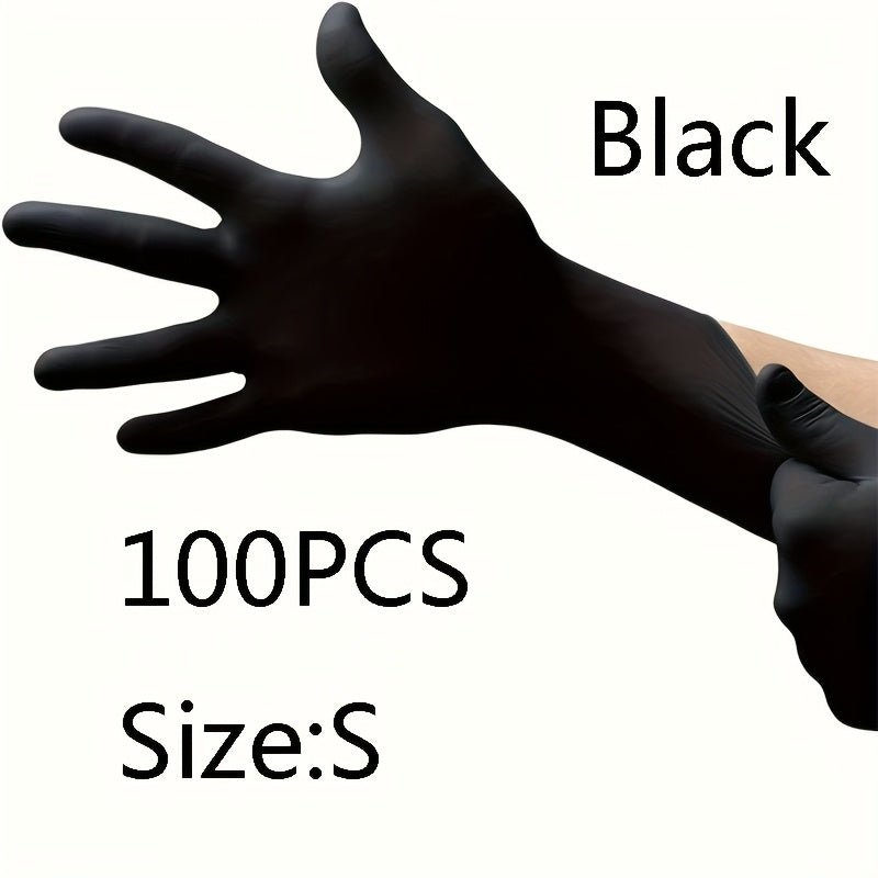 100pcs Black Nitrile Disposable Gloves, Suitable for Home Cleaning, Tattooing, Nail Care, Household, Salon Use, Waterproof Disposable Gloves, Left and Right Hand Universal